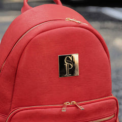 Red Leather Carrier Backpack