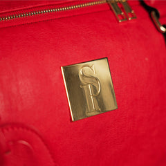 Red Tumbled Leather Weekender Duffle Bag