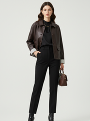 Retro PU Leather Jacket For Women, Brooklyn Heights, BYMANYC New York.