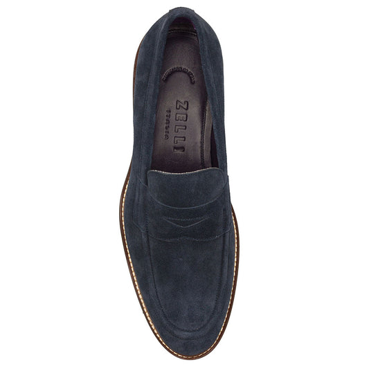 16-657-NVY ROMA Italian Suede Penny Loafers Navy