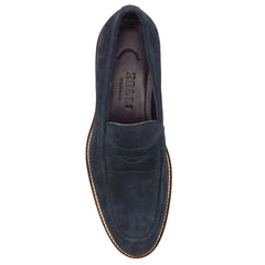 16-657-NVY ROMA Italian Suede Penny Loafers Navy