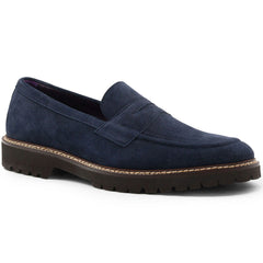 16-657-NVY ROMA Italian Suede Penny Loafers Navy
