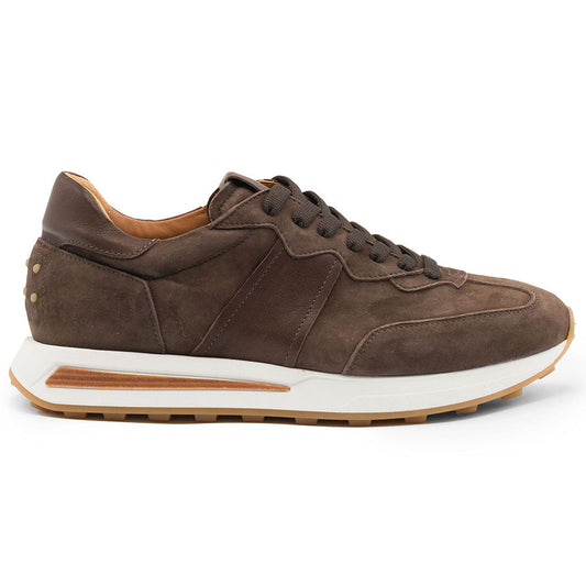 66-265-NIC ROXI Suede & Calfskin Sneaker, Nicotine