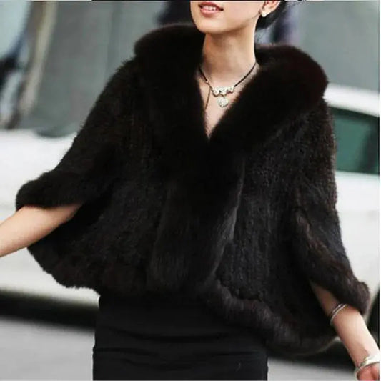 Knitted Mink Fur Shawls Fox Fur Collar Family Shopolf