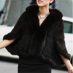 Knitted Mink Fur Shawls Fox Fur Collar