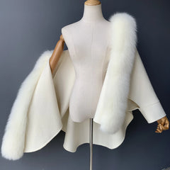 Womens Wool Coat with Real Fox Fur