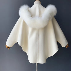 Womens Wool Coat with Real Fox Fur