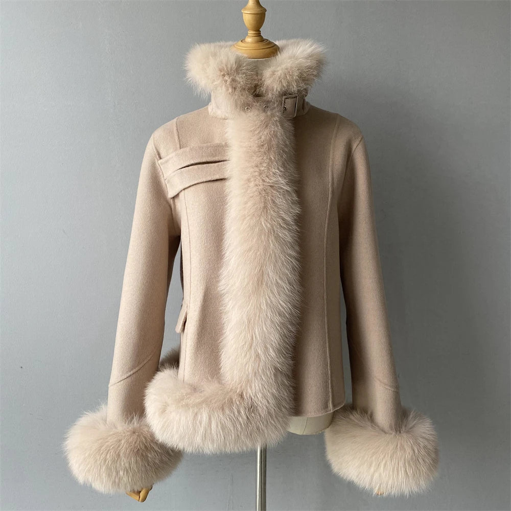 Women's Cashmere Coat With Natural Fox Fur