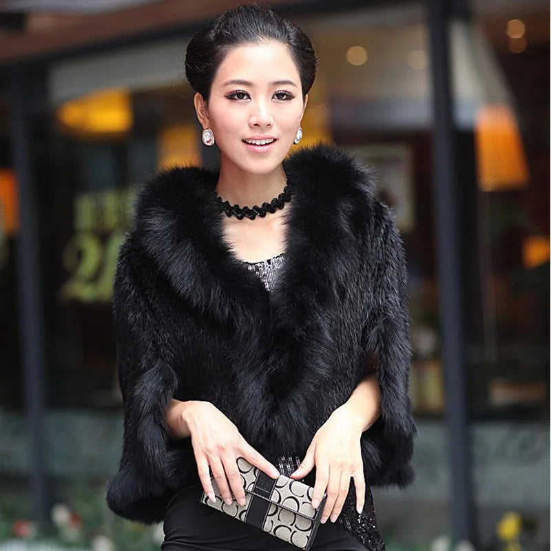 Knitted Mink Fur Shawls Fox Fur Collar