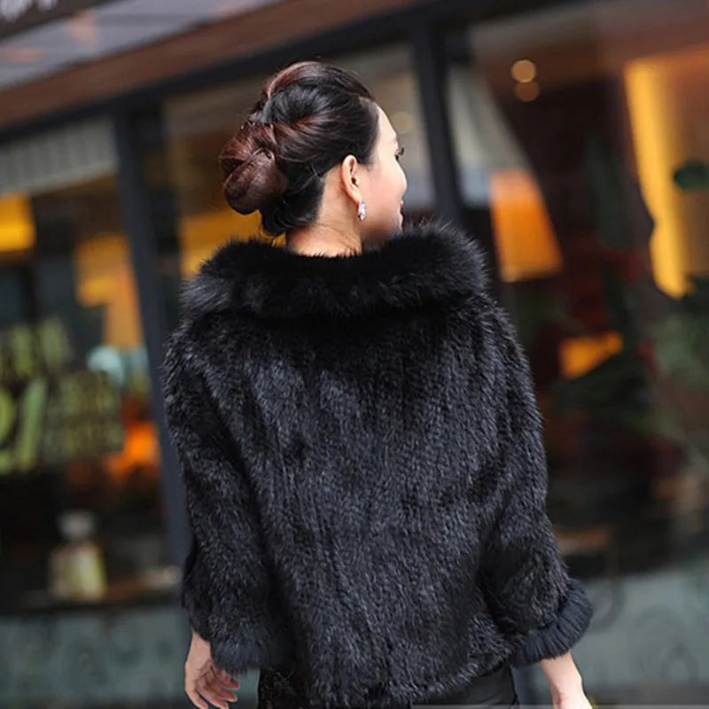 Knitted Mink Fur Shawls Fox Fur Collar