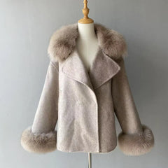Women's Wool Coat with Real Fur