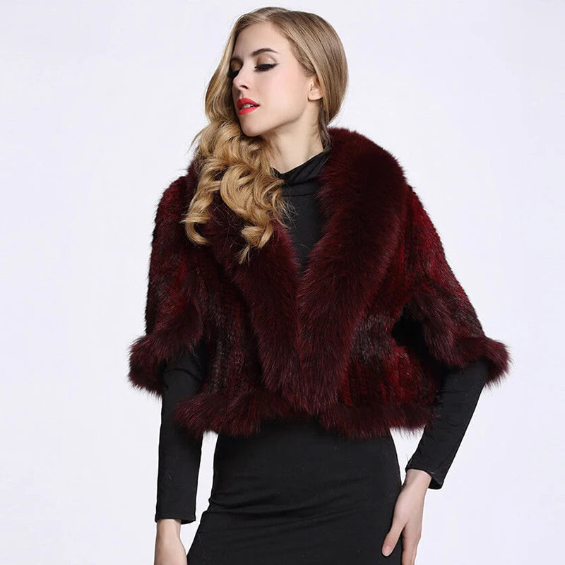 Knitted Mink Fur Shawls Fox Fur Collar