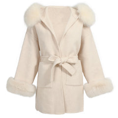 Women's Wool & Blends Coat With Real Fox Fur