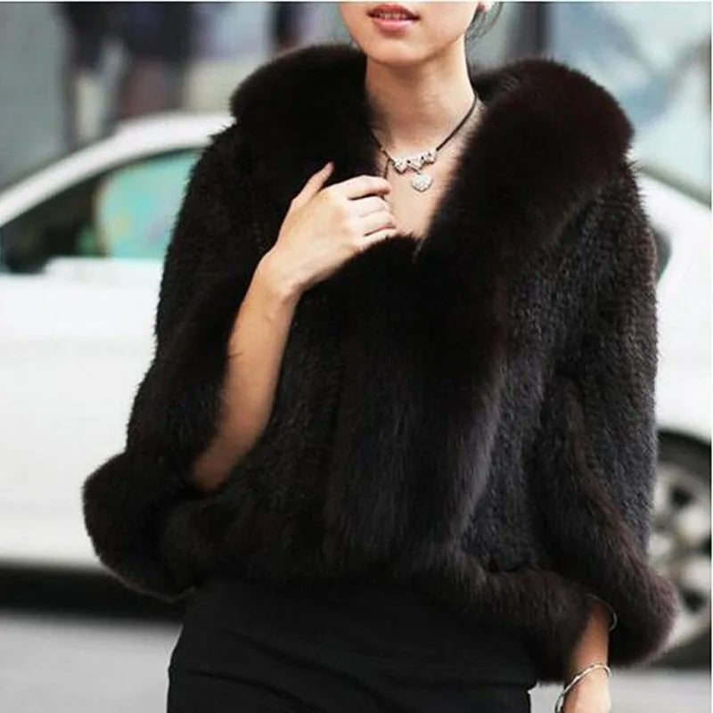 Knitted Mink Fur Shawls Fox Fur Collar