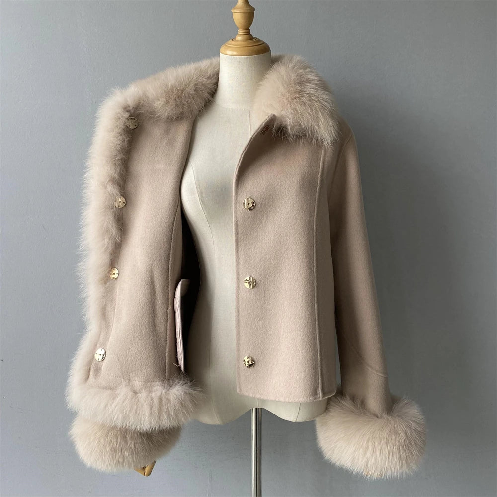 Women's Cashmere Coat With Natural Fox Fur