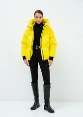 Gisela Premium Hooded Down Puffer Jacket in Yellow Alaska® Outerwear Company
