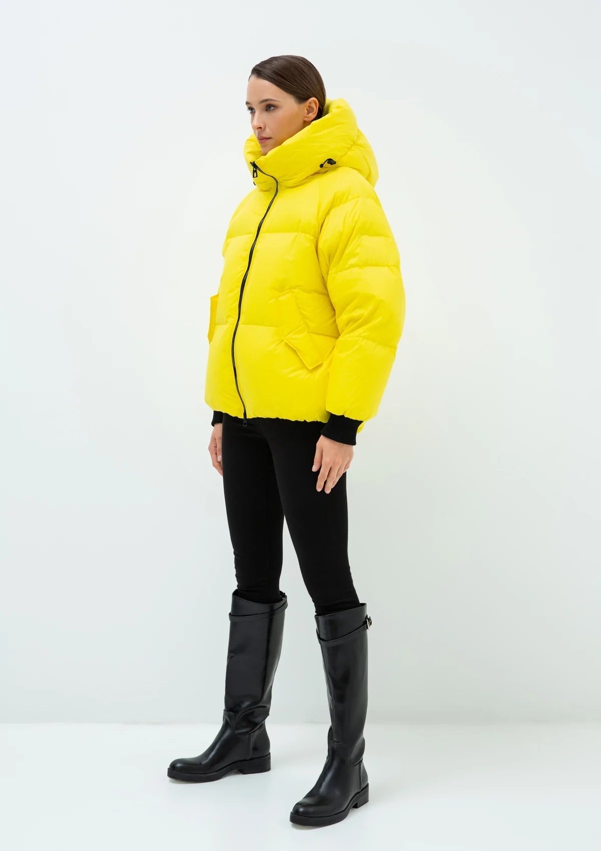 Gisela Premium Hooded Down Puffer Jacket in Yellow Alaska® Outerwear Company
