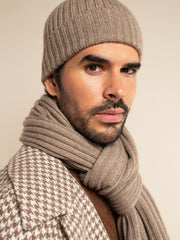 Napoli (brown) - Italian 100% cashmere ribbed scarf (unisex)