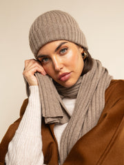 Napoli (brown) - Italian 100% cashmere ribbed scarf (unisex)