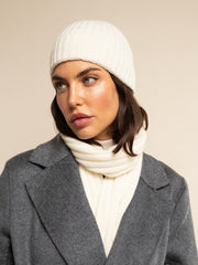Napoli (cream) - Italian 100% cashmere ribbed scarf (unisex)