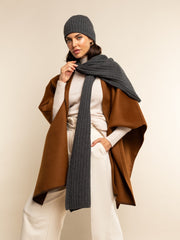 Napoli (dark grey) - Italian 100% cashmere ribbed scarf (unisex)