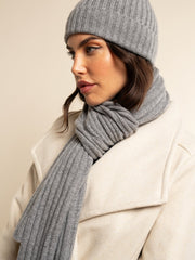 Napoli (light grey) - Italian 100% cashmere ribbed scarf (unisex)