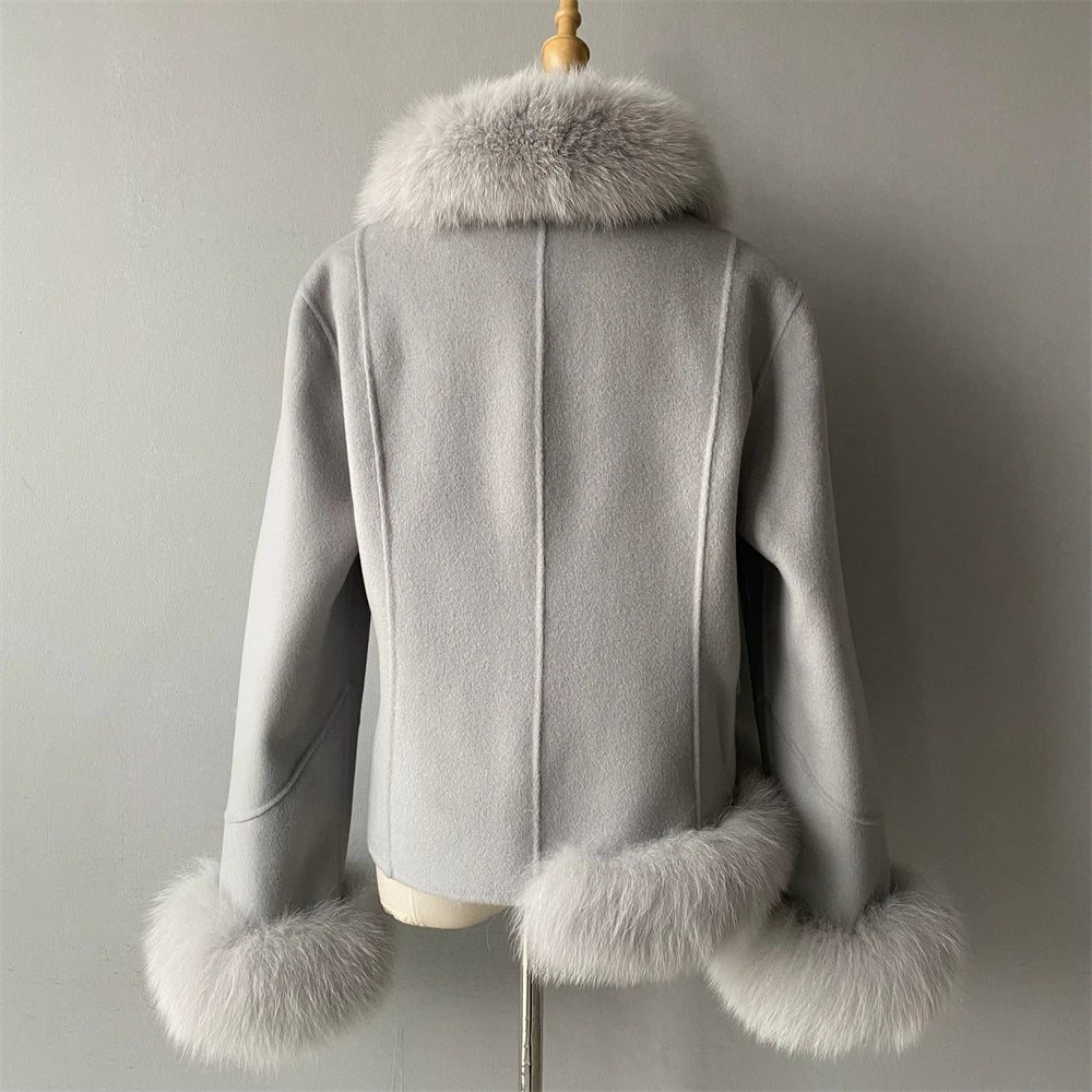 Women's Cashmere Coat With Natural Fox Fur