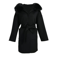 Women's Wool & Blends Coat With Real Fox Fur