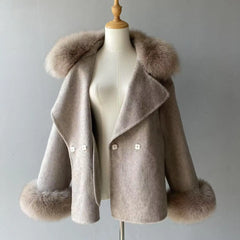 Women's Wool Coat with Real Fur