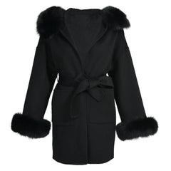 Women's Wool & Blends Coat With Real Fox Fur