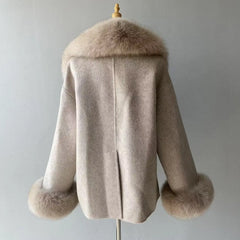 Women's Wool Coat with Real Fur