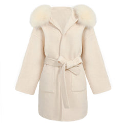 Women's Wool & Blends Coat With Real Fox Fur