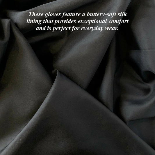 Buttery-soft silk fabric with text about gloves lining