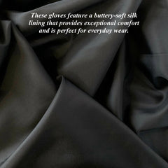 Sofia (black) - Italian lambskin leather gloves with silk lining