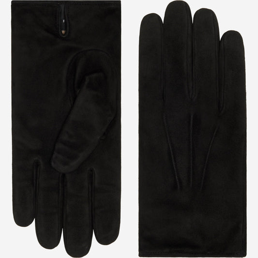 Pair of black gloves on a white background