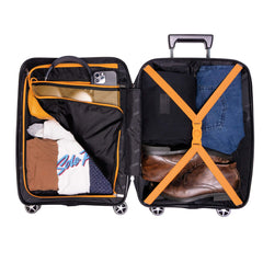20-inch Black Carry-On Hardcase Roller Luggage with 360° Wheels Sole Premise