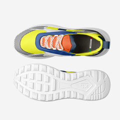 Colorful sneaker with a white sole on a light gray background