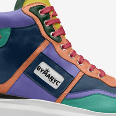 Colorful sneaker with a ByManyC label on a white background
