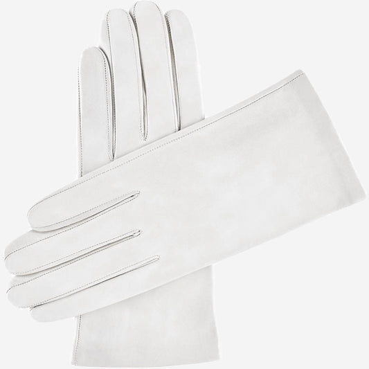 White leather gloves on a white background