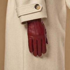 Stella (red) – Sheepskin leather gloves with ultra-warm fleece lining & touchscreen functionality