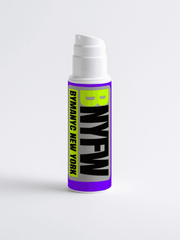 Skincare bottle with 'BNYFV' branding on a light gray background