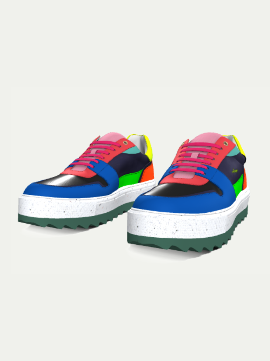 Colorful platform sneakers on a light gray background