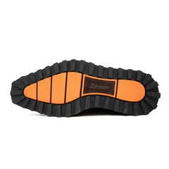 Thick-soled calfskin formal brogue derby shoes Blue