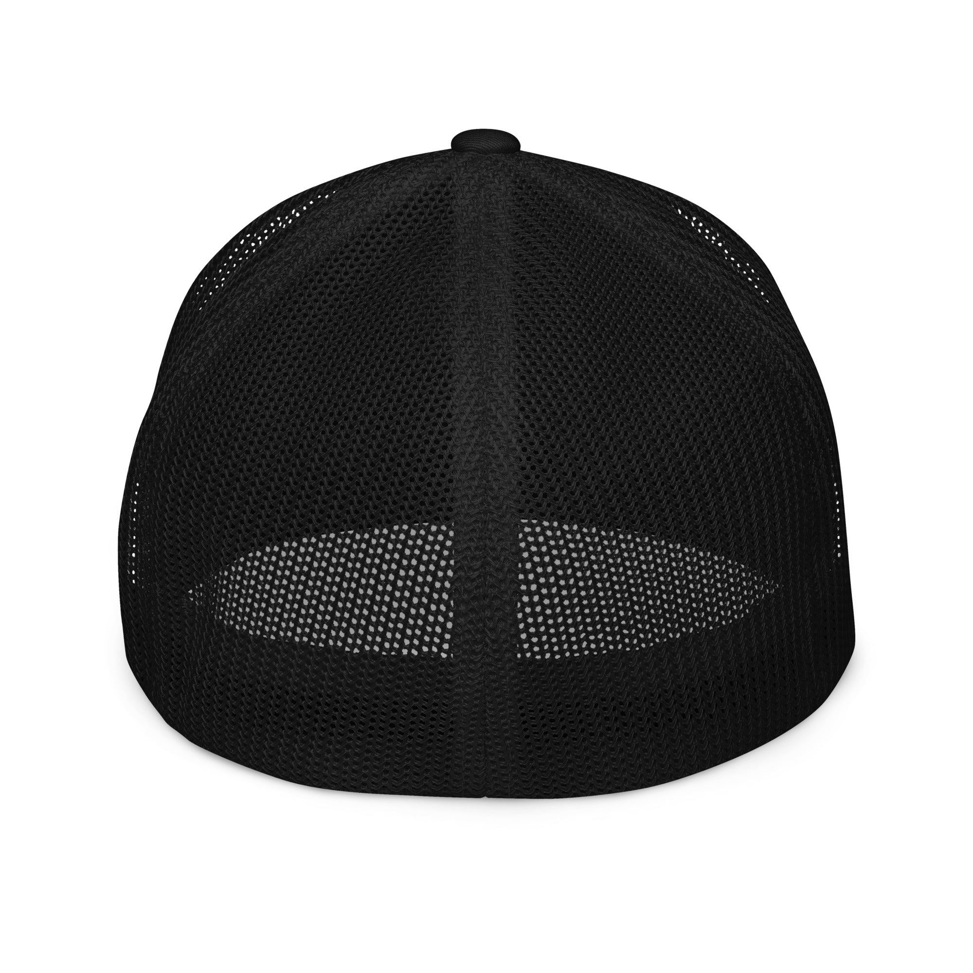 Black mesh cap on a white background