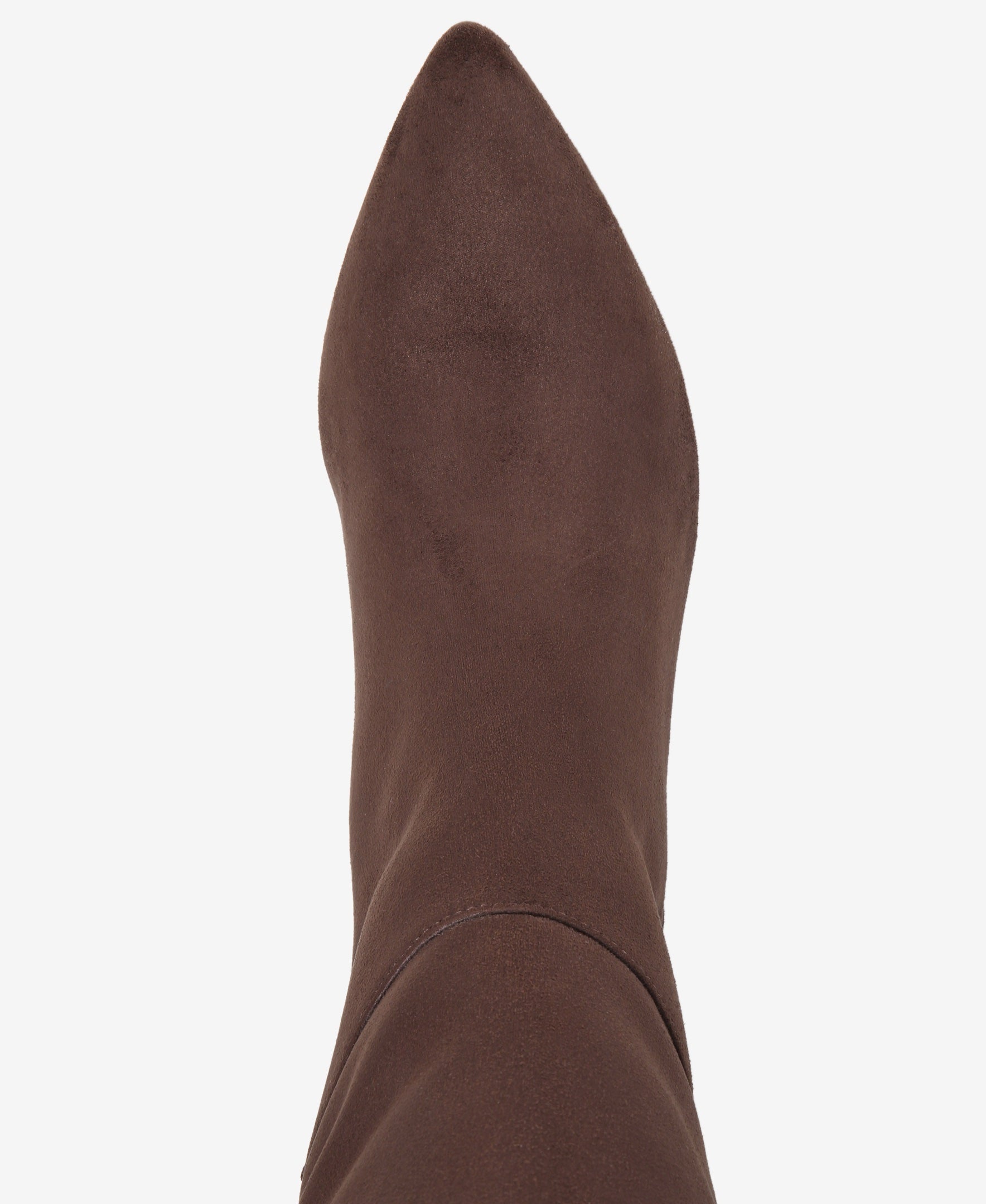 Brown suede boot on a white background