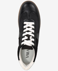 Black sneaker with white laces on a white background