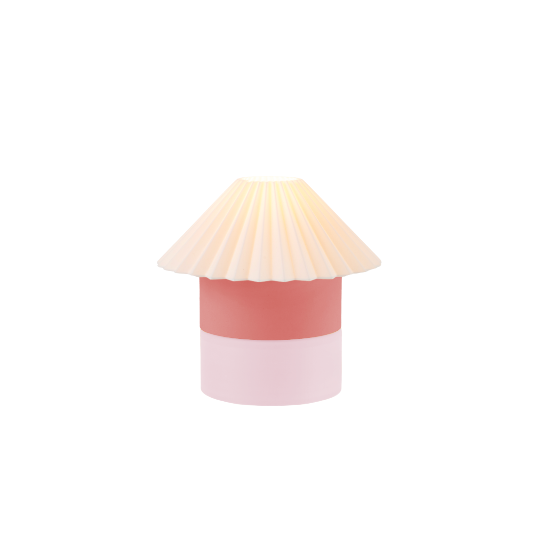 Cosmetic product with a layered design on a white background