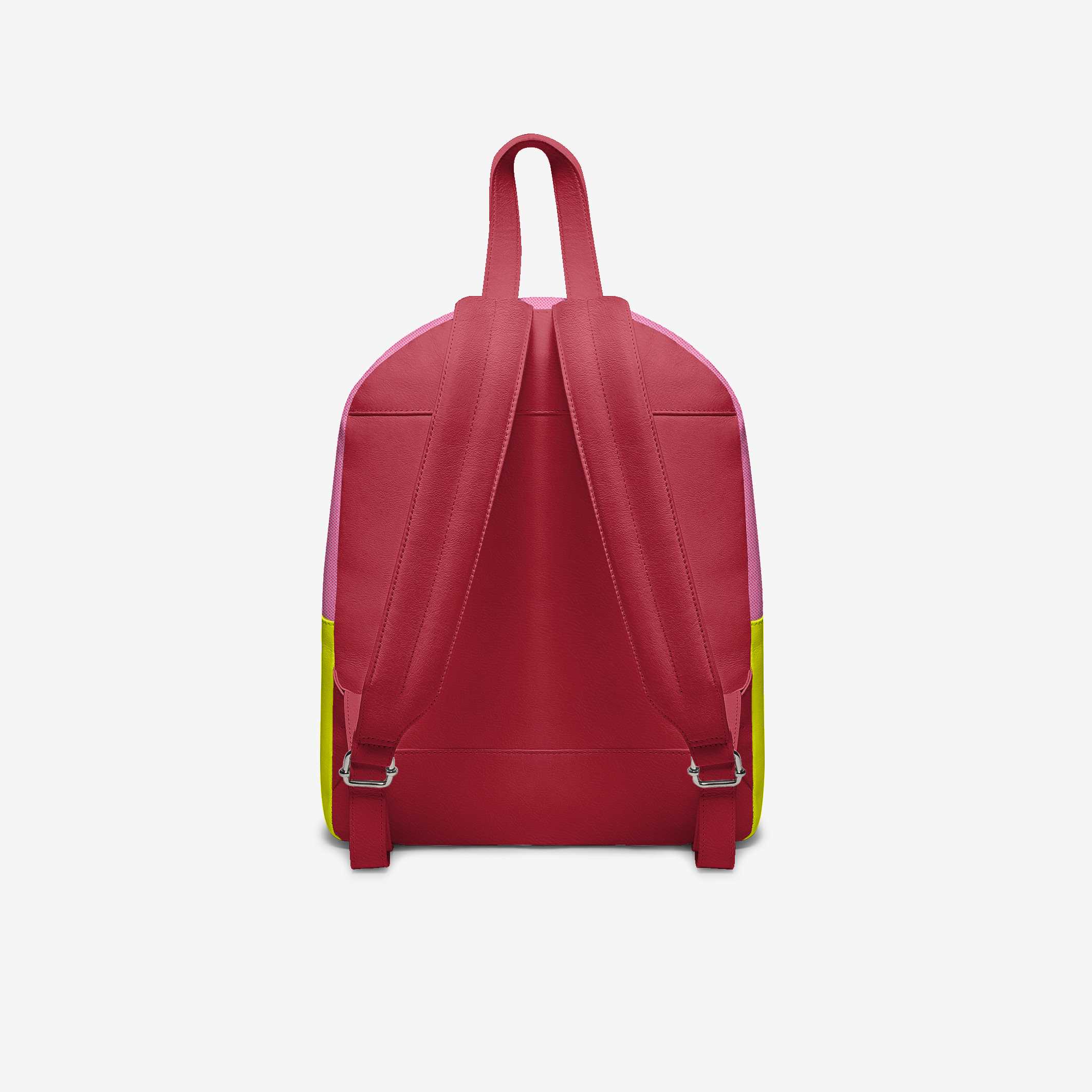 Red backpack with a yellow accent on a white background