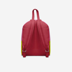 Red backpack with a yellow accent on a white background