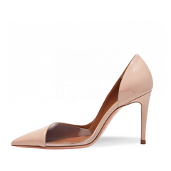 Nude high-heeled shoe on a white background